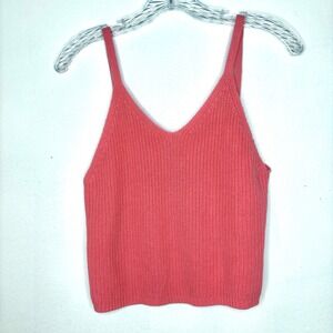 Frye Sweater Tank Top Womens Small Coral Pink Chunky Ribbed Knit Cami Boho